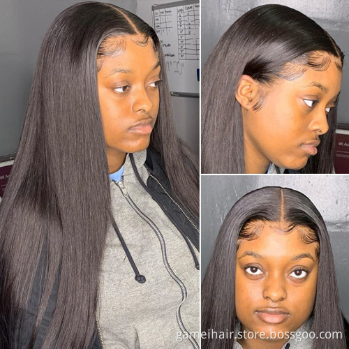 Virgin Brazilian Raw Hair Silk Straight 13x4 Lace Front Hair Wigs Bone Straight Human Hair